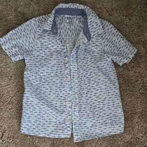 OshKosh B'gosh Blue and White Shark Print Short Sleeve Shirt